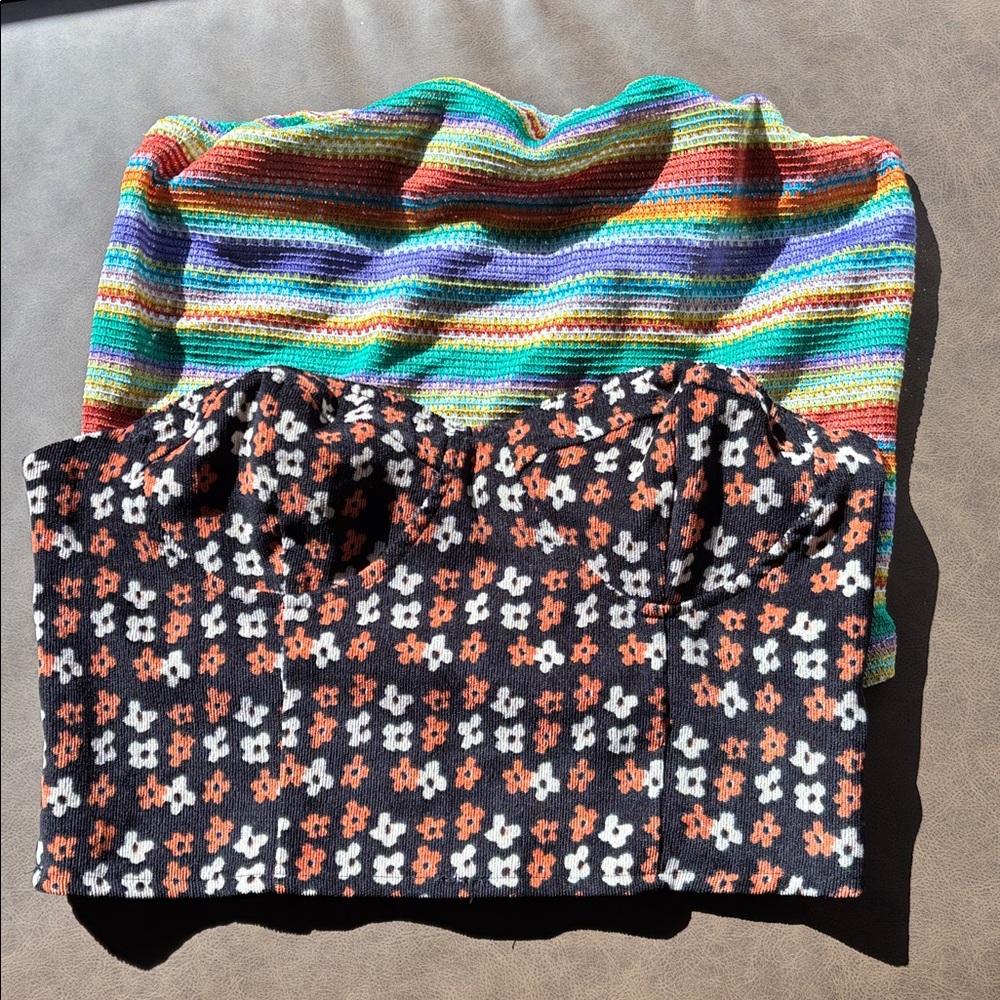 SHEIN CIDER L XL Multicolor Striped Knit Tube Tops